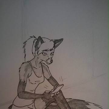 Fursona - pencil and sharpie