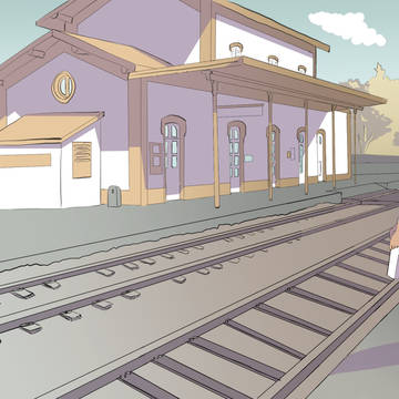 Girl train station
