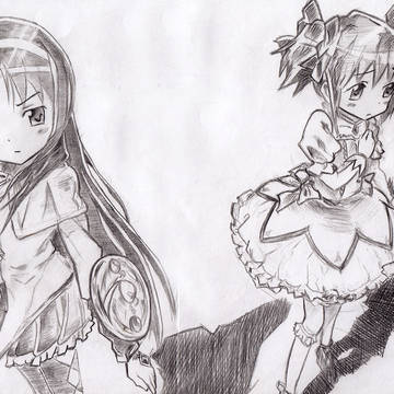 まどか＆ほむら(アナログ模写)