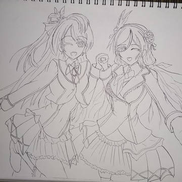 卒業に送った絵（線画）