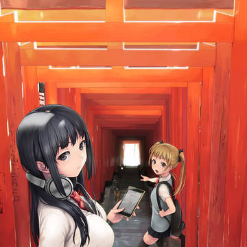 鳥居と猫と