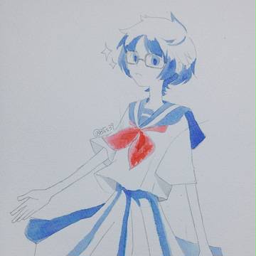 眼鏡な生真面目ブルー