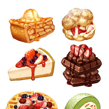 ケーキとワッフル