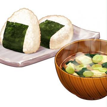 おむすびと味噌汁