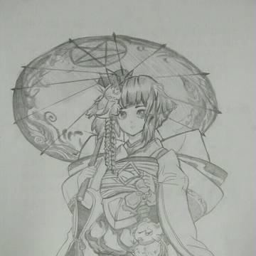 陰陽師 神樂 鉛筆 手繪