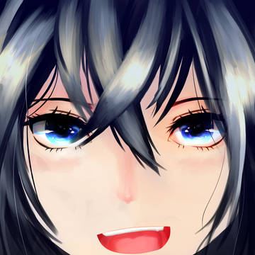 青い目黒髪の少女