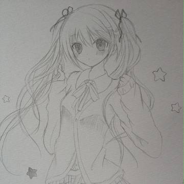 女子高生鉛筆描き