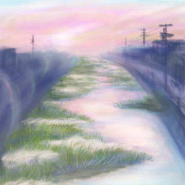 夕日の川