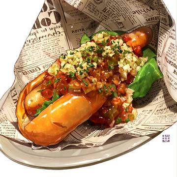 「ホットドック」絵。