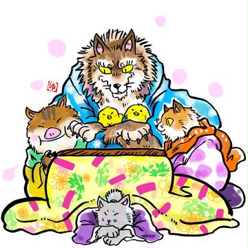コタツぬくぬく。