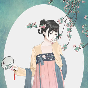 海棠花下