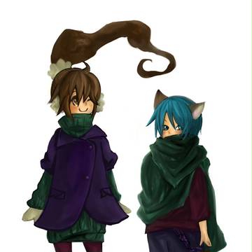 冬服のプリシスとレオン