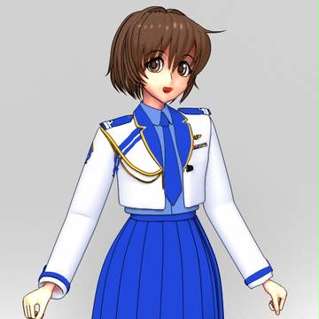 二次元キャラクター風3Dモデル 立ち絵風