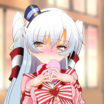 チョコレートとバレンタイン衣装の天津風さん