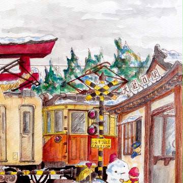 神社の前
