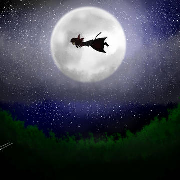 A shrine maiden in the moon