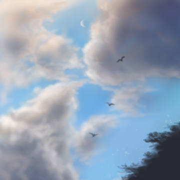 夕方の星月