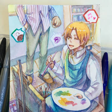 兄ちゃん、この絵好きなの?ヴェ(*´ω｀*)