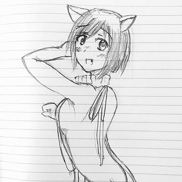 みくにゃんに例のセーター着せてラフる。