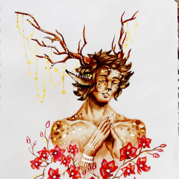 .:Deer and red orchids:.