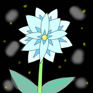 蛍と月夜の花