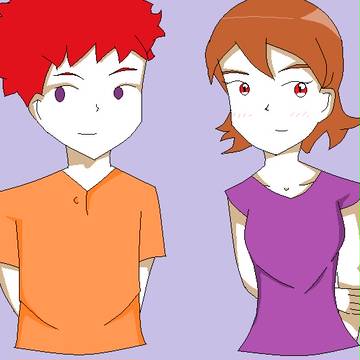 Koushiro and Sora Pixel Drawing