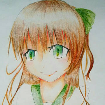 色鉛筆で女の子