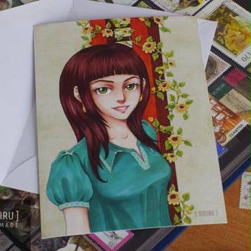 My card with girl and bindweed