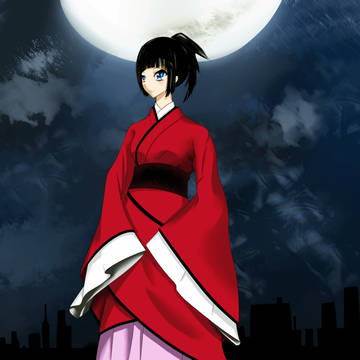 夜色下的汉服少女