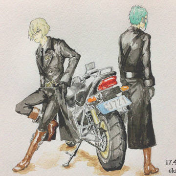 軍服源氏兄弟とバイク
