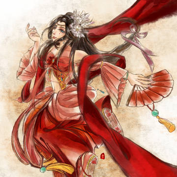 紅裳舞扇