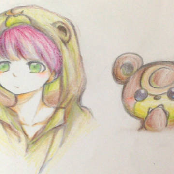 なんかヒメグマとパーカー男子。
