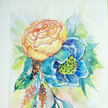 水彩花