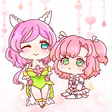桃髪緑眼コンビ