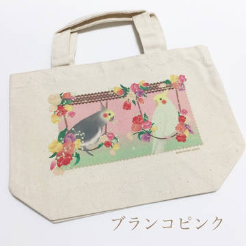 【新作】オカメインコinお花畑！  トートバッグSサイズ