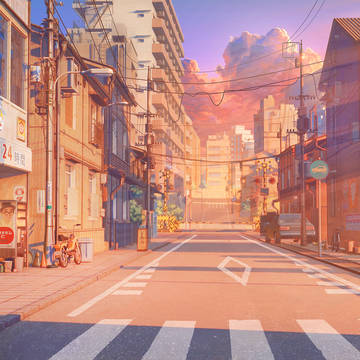 古い通り 日没