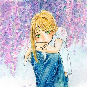 ジーンズと藤の花