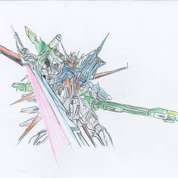 パーフェクト・ストライクガンダム　ダメージver(色鉛筆)