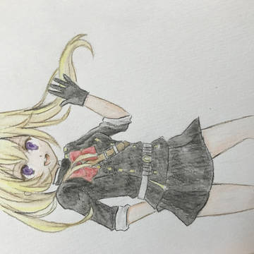 水彩色鉛筆で三宮三葉