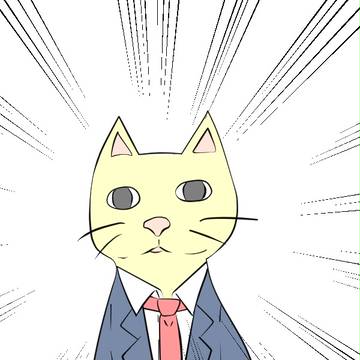 目が虚ろなスーツ猫
