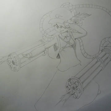 河城にとり　と　ガトリング　(下書き？)