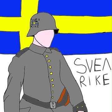 Svensk soldat som står för foto