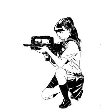 銃を構えてる制服の女の子