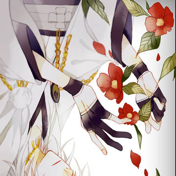鶴と花