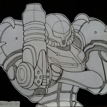 Samus ink drawing