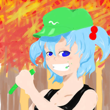 きゅうりをかじるにとり
