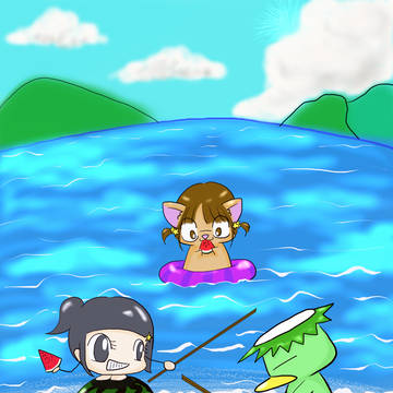 ふぁみりあの夏とスイカ割り