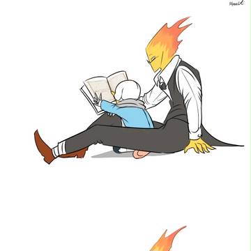 Grillby & little Sans