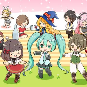 リコとグリ×初音ミク「マジカルシャイニーピクニック」イラスト
