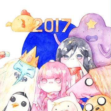 adventure time 2017贺年明信片